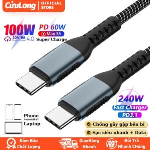Dây Sạc Type C To Type C 2 Đầu sạc nhanh 100W truyền dữ liệu 480Mps dây cáp 2m bện dù chống đứt gãy
