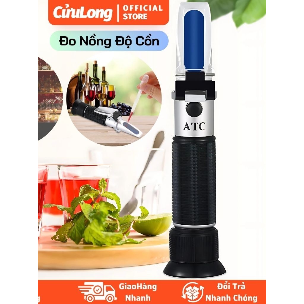 Cồn Kế Đo Nồng Độ Rượu 0-80% - Máy Đo Nồng Độ Cồn Chính Xác, Nhiệt Kế Đo Rượu ATC Bù Nhiệt