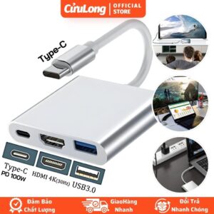 Bộ Chuyển Đổi Type C to HDMI 3IN1 Đa Năng USB Sạc Nhanh 100W, Cổng Chuyển Đổi Cho Laptop Điện Thoại
