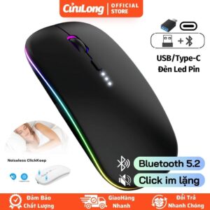Chuột Máy Vi Tính Không Dây Bluetooth 5.2 - Không Tiếng Ồn Silent LED RGB Cho Laptop, PC, Điện Thoại