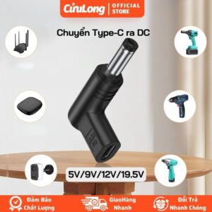 Đầu Chuyển Đổi Type C PD Sang Chân Tròn Kim DC 5V/9V/12V/19V Cho Đèn Pin, Camera, Thiết Bị Điện Tử