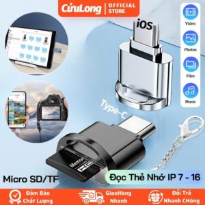 Đầu Đọc Thẻ Nhớ iP 3.0 OTG – Đọc Thẻ Nhớ Máy Ảnh, Micro SD, OTG Cho Android Type C 15 16 promaxxx