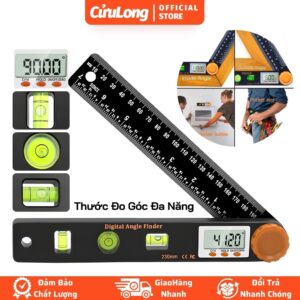 Thước Ke Góc Đa Năng Đo Góc Vuông 360 Độ 4 Trong 1 Kỹ Thuật Số, Có Thước Thủy Cân Bằng Giọt Nước