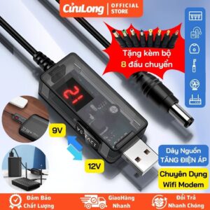 Dây Nguồn Wifi 9V 12V 5.5mm Đổi Nguồn Dùng Sạc Dự Phòng Cấp Điện Cho Router Modem Khi Mất Điện