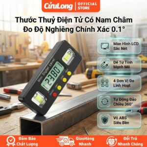 Thước Thuỷ Có Nam Châm 360 Độ Chính Xác 0.1° - Nivo Điện Tử Kỹ Thuật Số Mini Đo Góc Nghiêng Độ Dốc