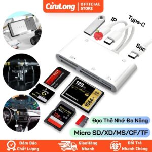 Đầu Đọc Thẻ Nhớ CF Đa Năng 7IN1, USB OTG Type-C IP USB 3.0, Hub Chuyển Đổi SD TF Máy Ảnh DSLR Drone