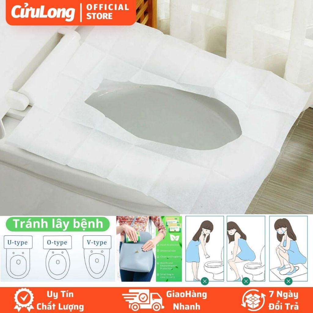 Miếng Lót Bồn Cầu Dùng 1 Lần giấy lót an toàn vệ sinh công cộng tan trong nước chống lây bệnh